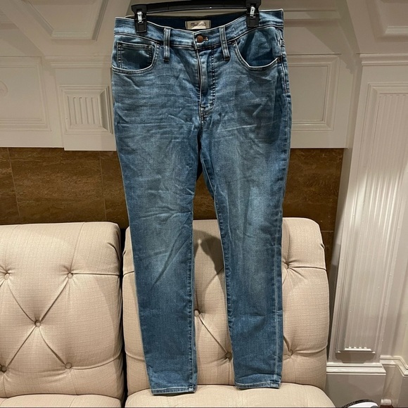 AV: MADEWELL Womens 9" Mid-Rise Skinny Stretch Jeans in Medium Wash Size 30 - Picture 1 of 13
